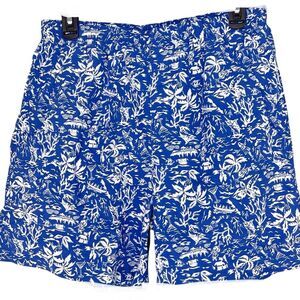 Columbia PFG Men’s Small Blue Swim Trunks Shorts Hula Girl Hawaiian Palm Trees‎